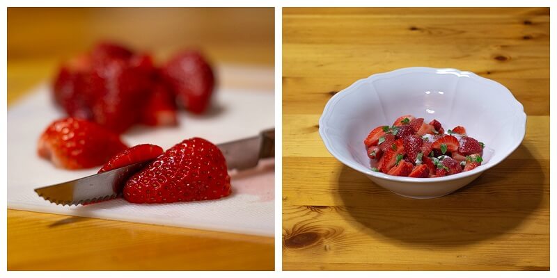 Bicchierini alla mousse di limone con fragole al basilico