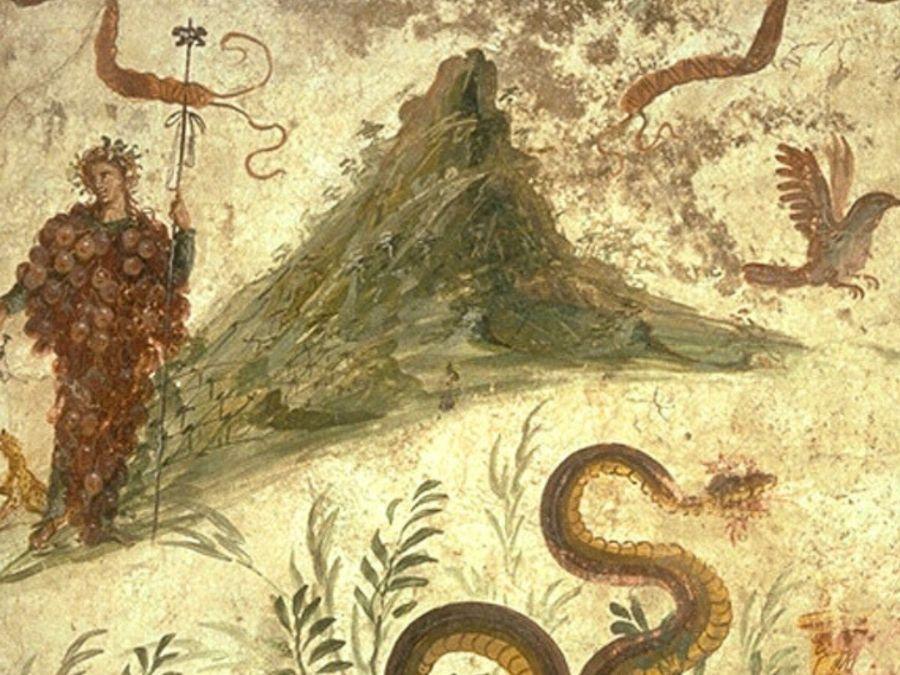 Affresco pompeiano raffigurante la produzione di vino nell'antichità