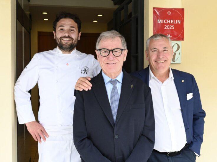 Lo chef Nicola Gronchi con Romano e Roberto Franceschini