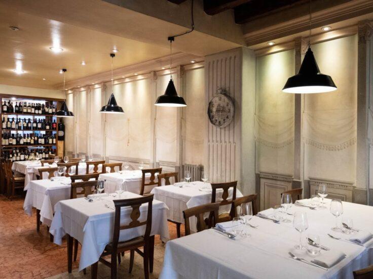La sala del ristorante Tre Gobbi a Bergamo